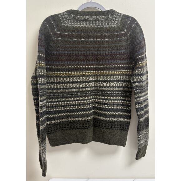 Goodthreads Men’s Sweater Medium 100% Lambswool Green Fair Isle READ - Picture 2 of 4